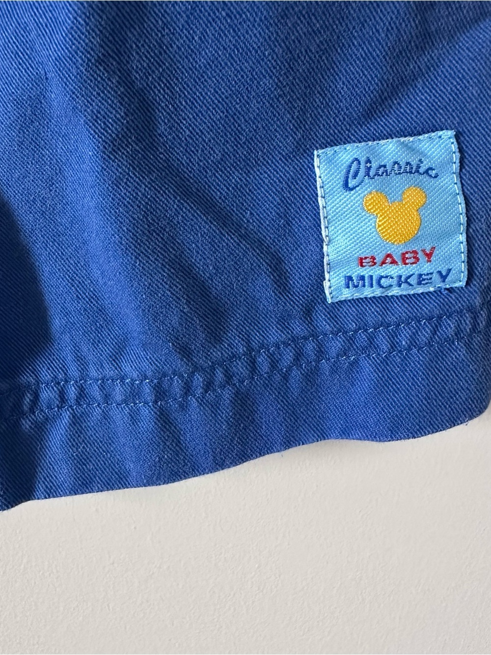 Vintage Disney Baby Mickey & Co Overalls Shortals 6/9 Months Blue Cotton 90s - Picture 5 of 14